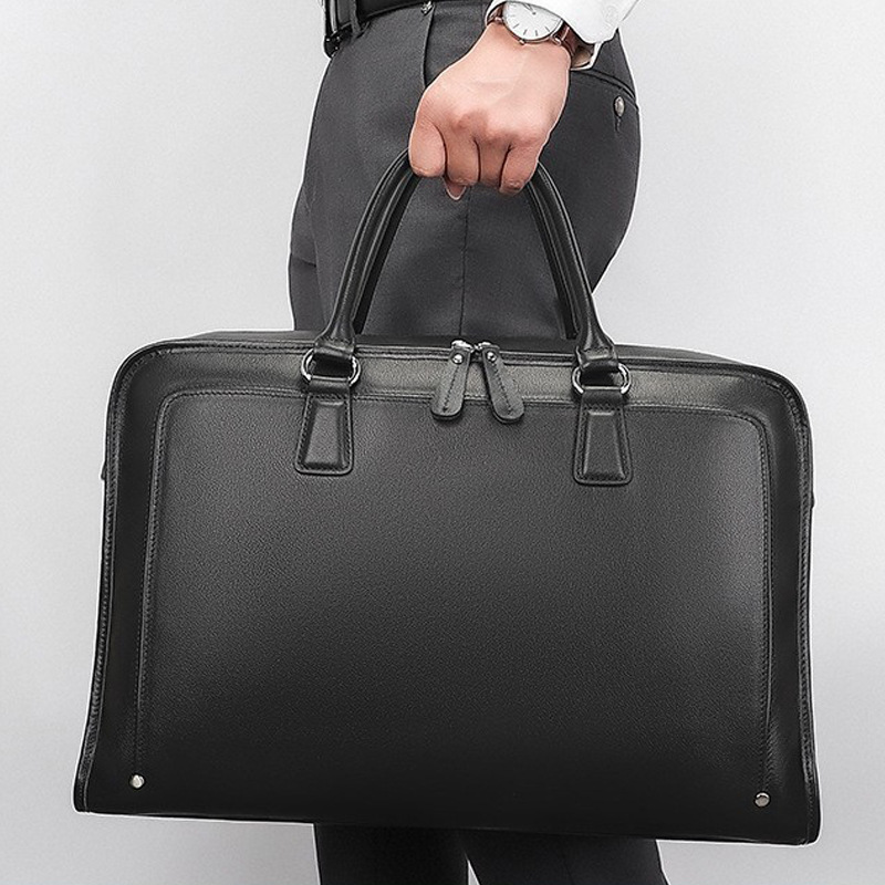 Business Genuine Leather Handbag Men's Waterproof Cowhide15.6-inch Large Capacity Computer Bag Shoulder Crossbody Briefcase