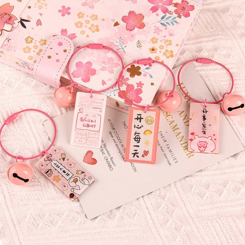 Double-sided Acrylic Text Card Key Ring Pendant Girl's Heart Bag Cute Hanging Jewelry Interesting Text Keychain