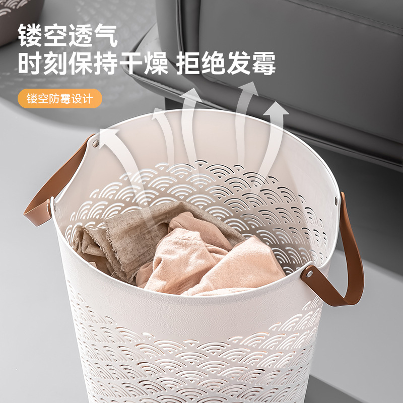 新しいサイズの汚れた服を収納するバスケット家庭用汚れた服バスケット洗濯バスケット大容量巻き雲模様プラスチック汚れた服バスケット|undefined