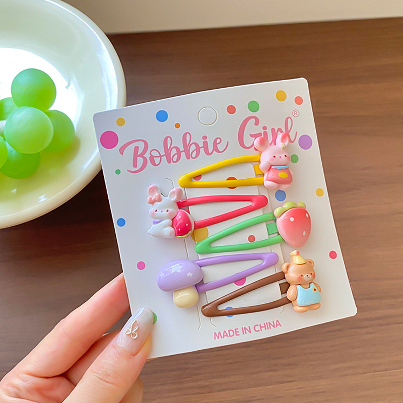 F9042-10# rabbit & mushroom hair clip 5-piece set