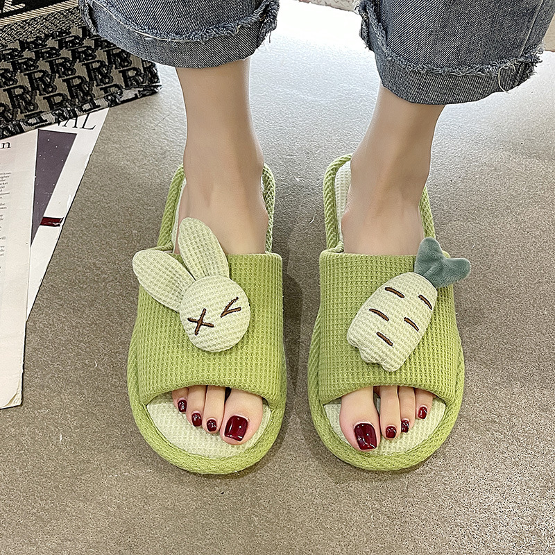 Zapatillas de lino de las mujeres de cuatro estaciones casa interior casa mudo pareja piso inferior suave antideslizante de lino de algodón sandalias de los hombres