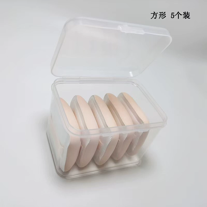 Cotton makeup sponges, assorted shapes (round/triangle/square), storage box, sizes 5–XL