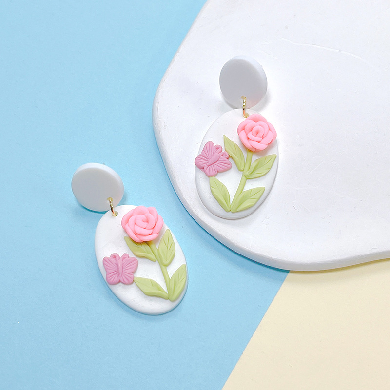 1 Paire Sucré Géométrique Fleur Argile Molle Boucles D'oreilles display picture 4