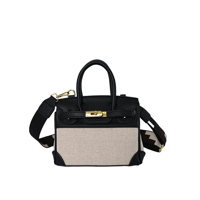Cross-border nuevo bolso portátil de platino para mujeres 2026 moda lino empalme color contraste mochila de hombro