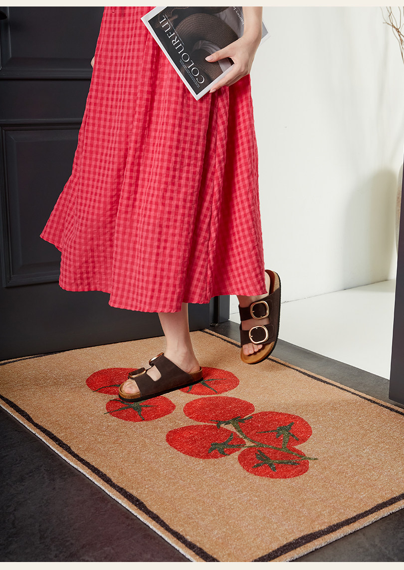 Entrance door mat with a light luxury and high-end feel, vintage style, dirt-resistant, non-slip, washable PVC loop mat for the foyer entrance