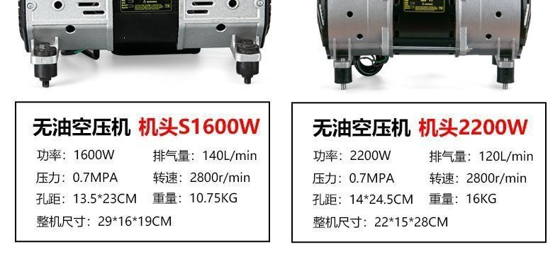 Oil-free silent original air compressor head motor vacuum pump 220V air pump head air compressor