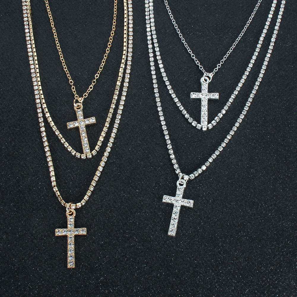 Retro Cross Multilayer Necklace display picture 6
