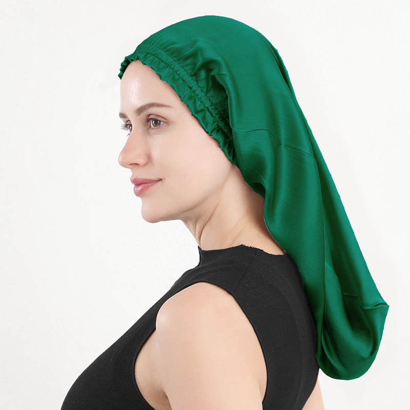 新作 シルクナイトキャップ 16匁桑蚕シルク ロングヘアキャップ フリル付きロングキャップ ホームヘアケアキャップ Amazon