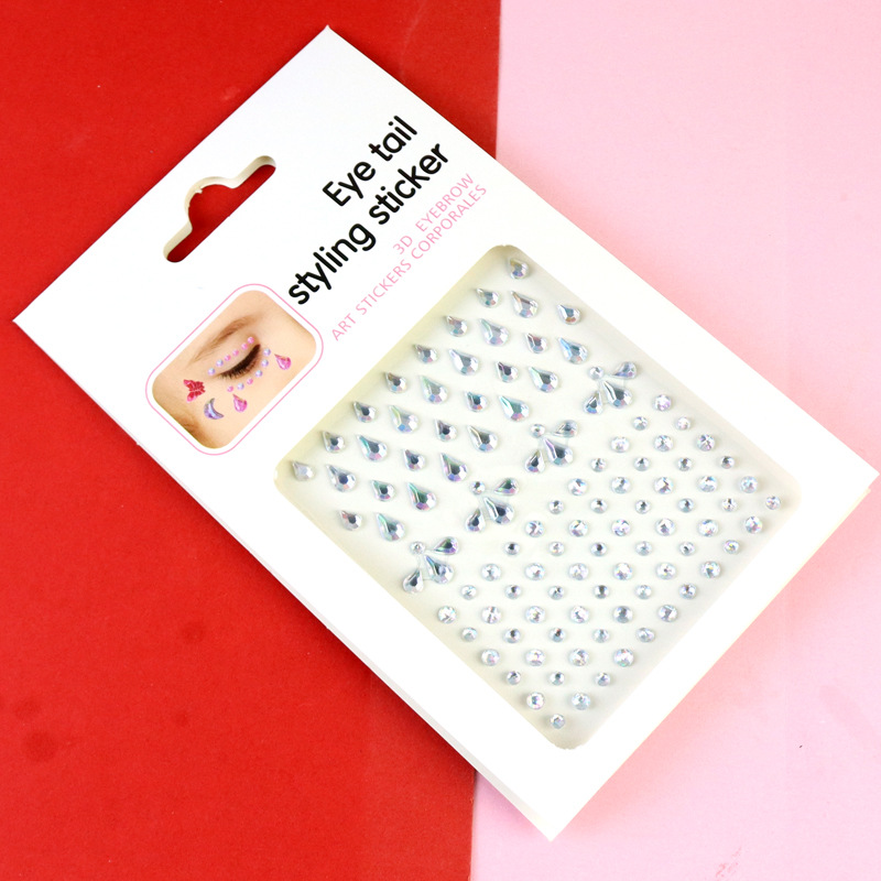 Transfronterizo AB diamantes coloridos joyas de maquillaje de ojos maquillaje facial pegatinas de diamante para niños espectáculo de escenario pegatinas faciales pegatinas de cristal perlas