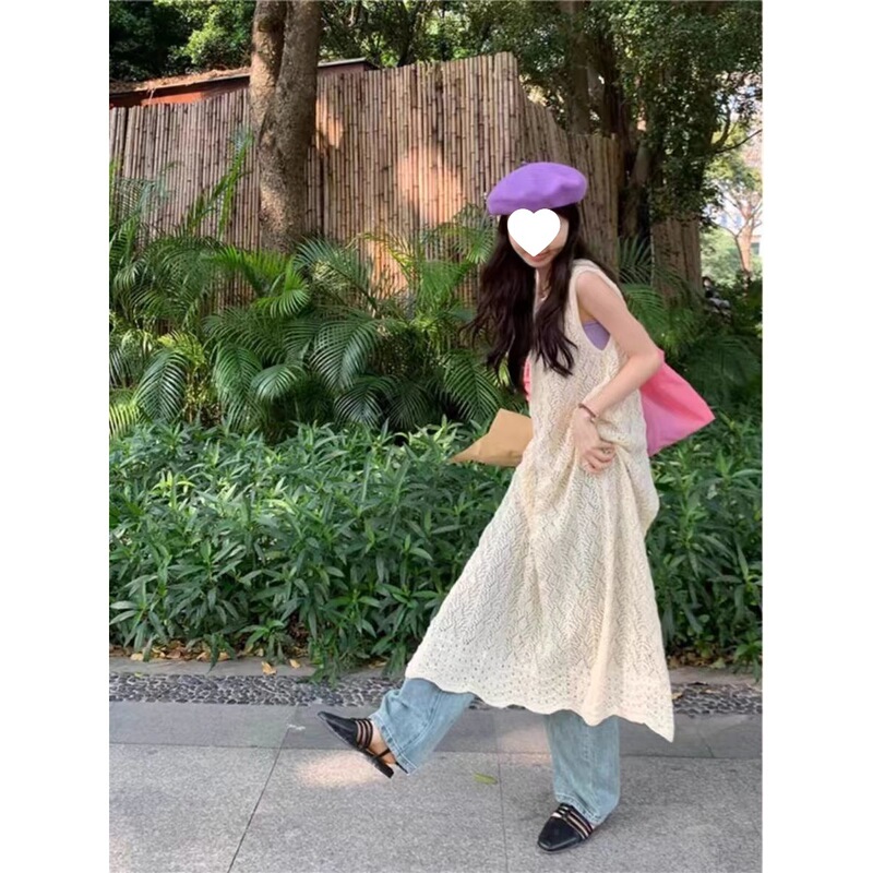 Lace Suspender Dress Layered with Jeans, New Spring Style Slit Blouse Dress, Layered Travel Outfit