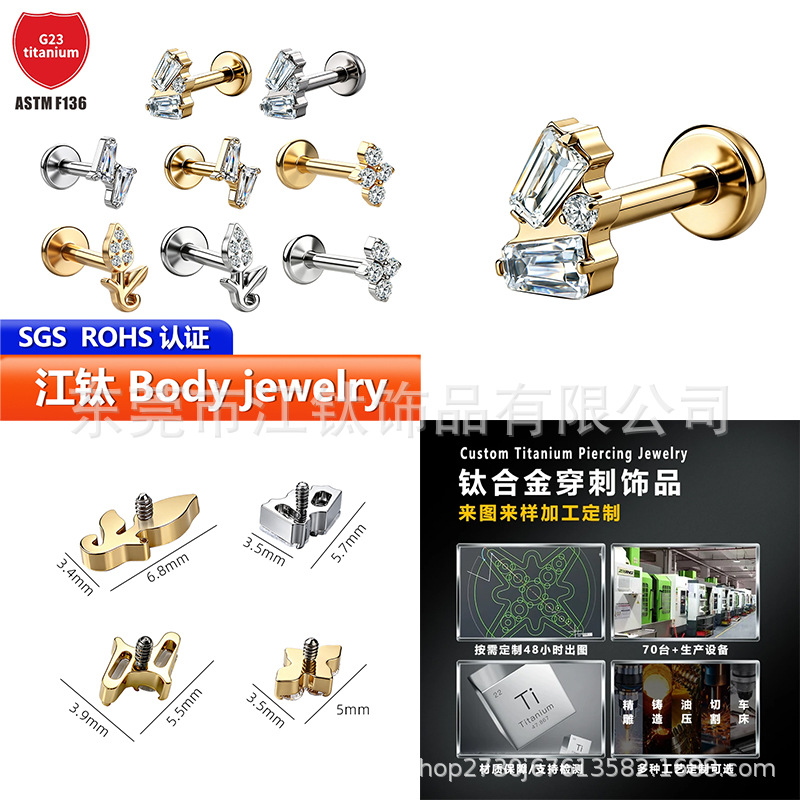Pointed titanium steel lip stud product view