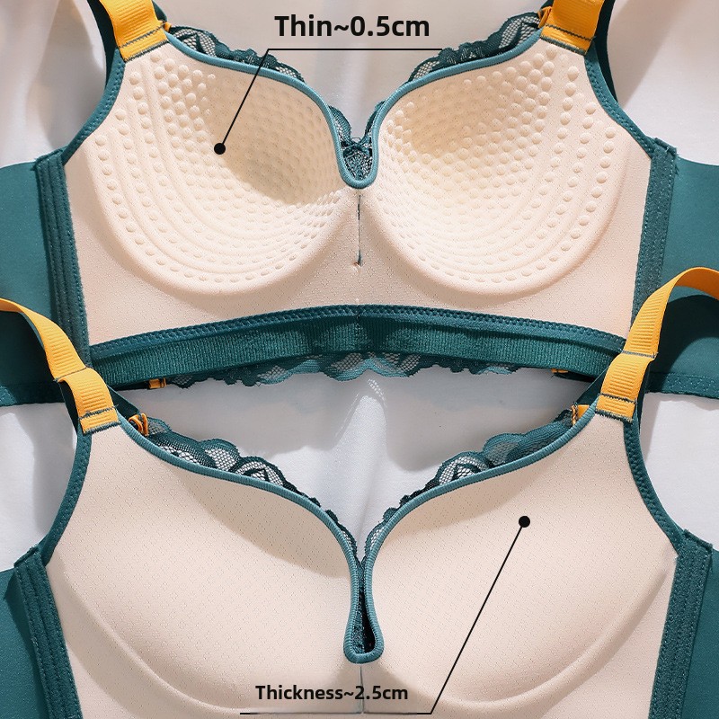 Große Größen Unterwäsche Damen Dünner Push-Up Verstellbarer Brustverschluss für dicke Mädchen Kleine Größe Mädchen Latex Spitzen-BH_voghion.com