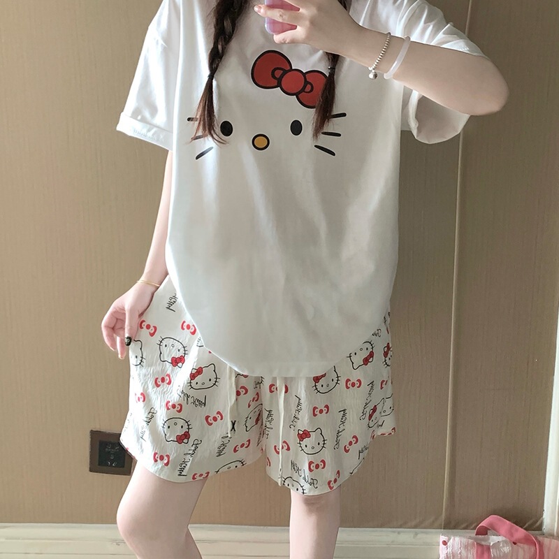 Lazy Japanese-Style Retro Kt Shorts for Women, Summer Thin Loose Casual Shorts, Sweet and Cute for Petite Figures, Suitable for Wearing Outside Lazy Japanese-Style Retro Kt Shorts for Women, Summer Thin Loose Casual Shorts, Sweet and Cute for Petite Figures, Suitable for Wearing Outside