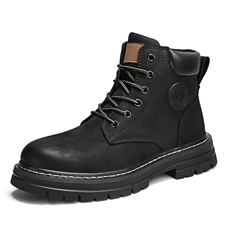 Bottes de travail en cuir britanniques montantes pour hommes, bottes d'extérieur antidérapantes et résistantes à l'usure pour le désert, grandes bottes jaunes pour hommes_voghion.com