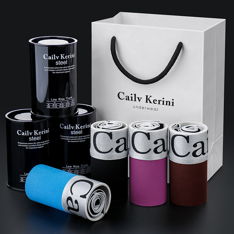 Men's Boxer Briefs in Red, Mid-Waist, Slim Fit, Popular Cross-Border Product from Manufacturers