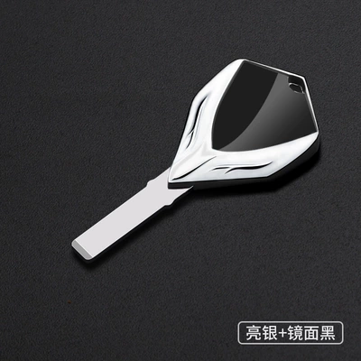 Motorcycle metal key blank suitable for BMW R1200RT F650GS (Motorcycle Key) - bright-silver-mirror-black-bm-105