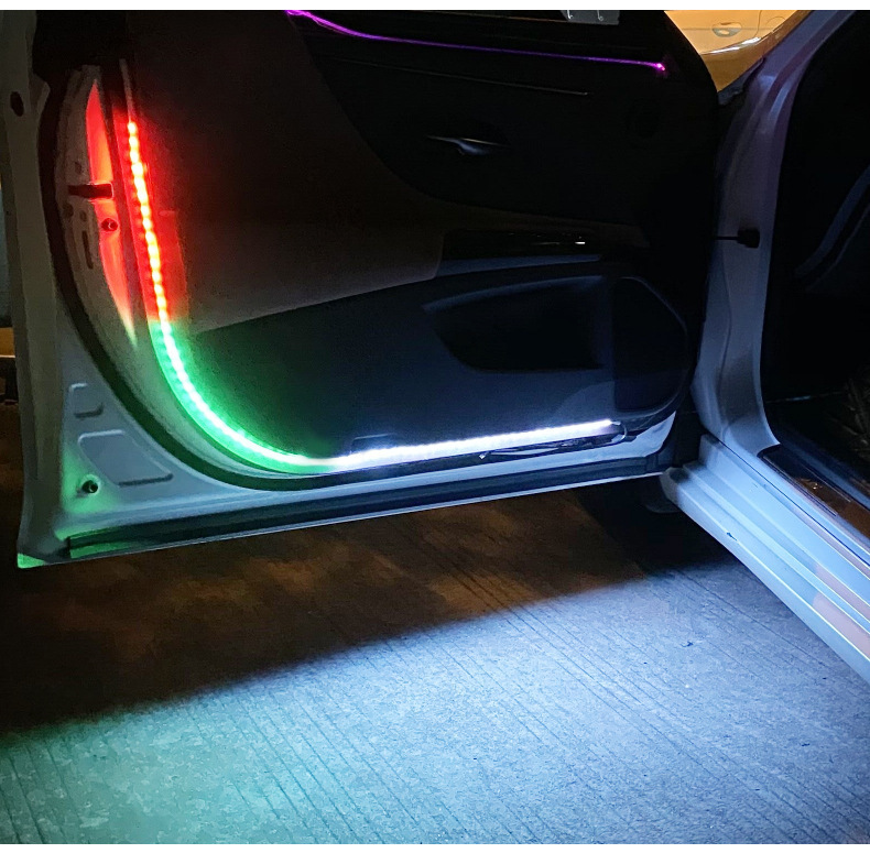 Cross-border explosions 12v car door running water scanning led light bar magic red white light anti-collision warning light flash
