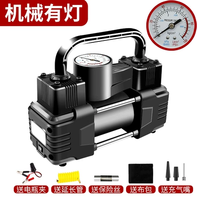 Inflator Pump for Cars, Hava nasosu - strong-double-pump-100-cylinder-mechanical-cloth-bag-with-light-black