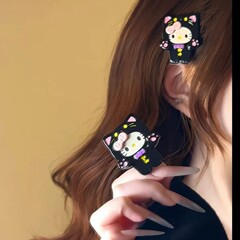 韩版新款甜美卡通KT醋酸拼接发夹可爱百搭鸭嘴夹双层可DIY甜妹风