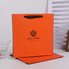 Orange Gift Bag Clothing Store Handbag Thickened White Cardboard Bag Crown Handbag Rectangular Gift Bag