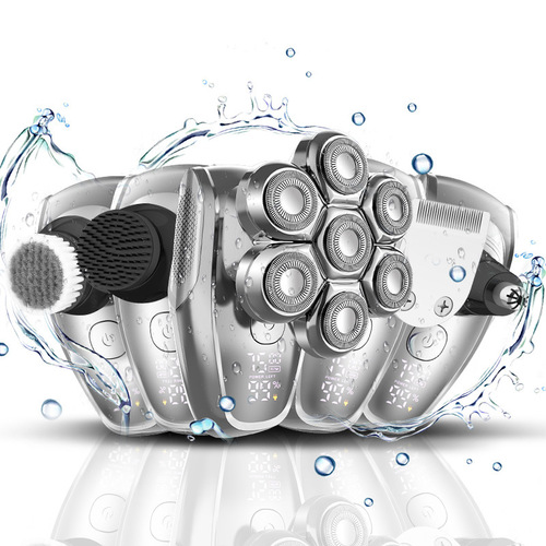 Cross-border new electric shaver digital display seven-blade bald hair clipper five-in-one multi-function razor manufacturer