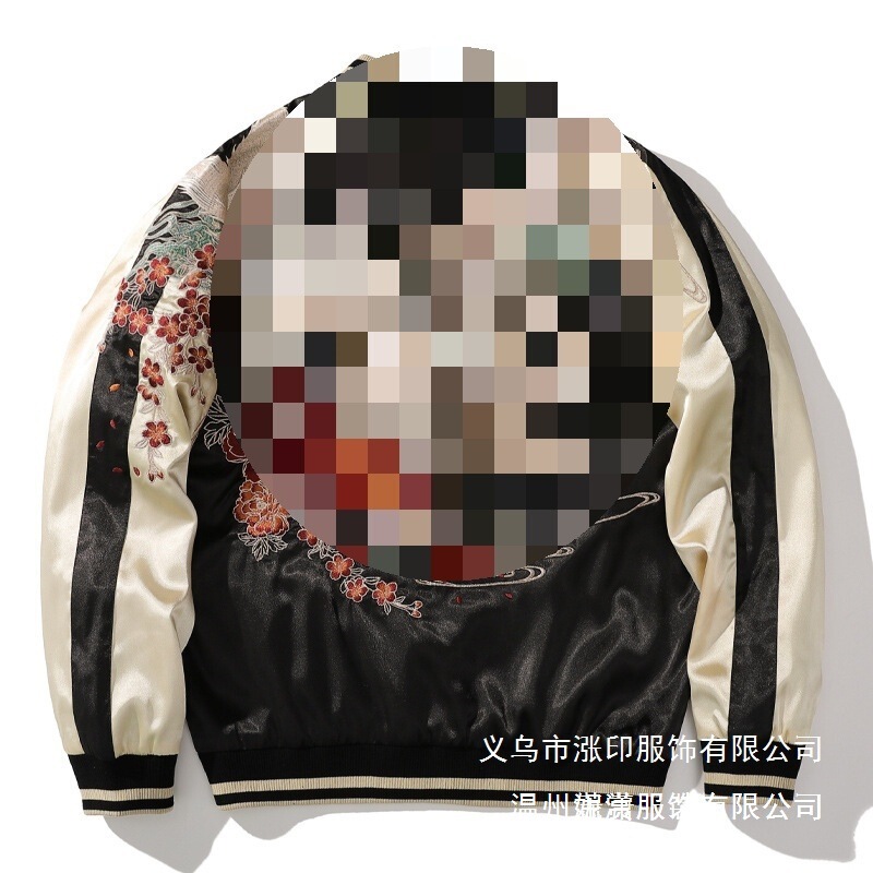 Spring and Autumn Chinese Style Yokosuka Jacket for Men and Women with Embroidered Nine-Tailed Fox, Chinese Style Baseball Jacket, Retro Wholesale Spring and Autumn Chinese Style Yokosuka Jacket for Men and Women with Embroidered Nine-Tailed Fox, Chinese Style Baseball Jacket, Retro Wholesale