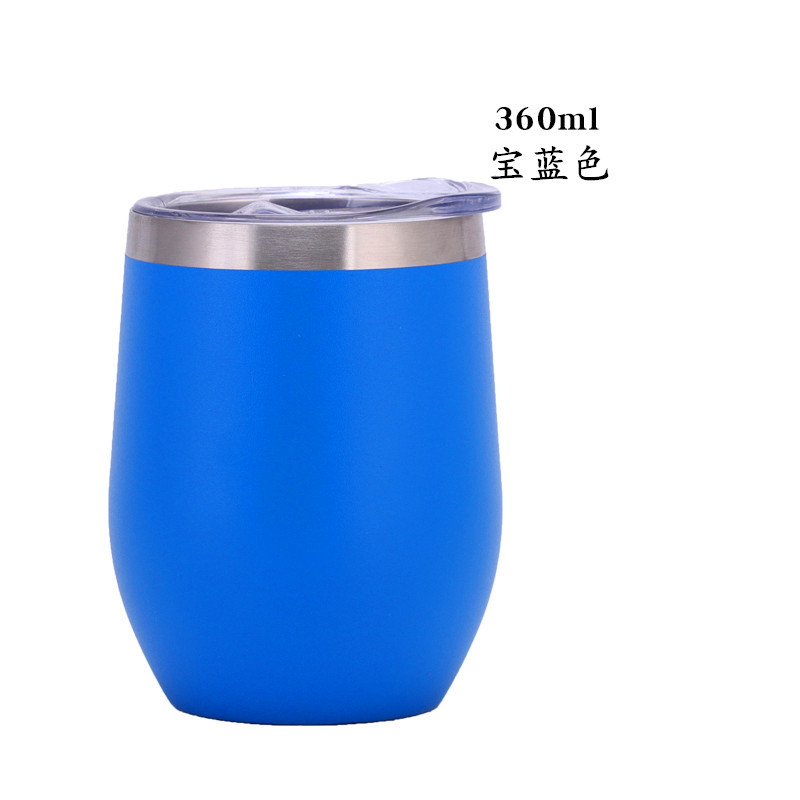 Taza de huevo transfronteriza de 12oz taza de vino tinto creativo taza de hielo en forma de U taza de cáscara de huevo rociada de acero inoxidable al vacío de doble capa personalizada
