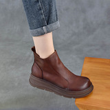 以一 Демисезонные кожаные универсальные комфортные ретро короткие сапоги, челси, воловья кожа, мягкая подошва