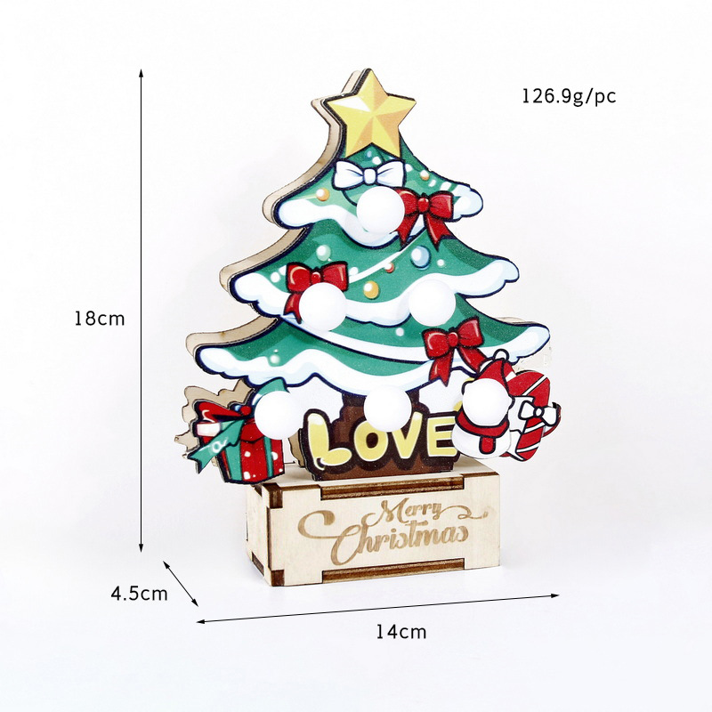 Mini árbol de Navidad de madera, vacaciones navideñas, decoración de fiesta en el hogar, regalo, decoración de árbol pequeño luminoso de mesa