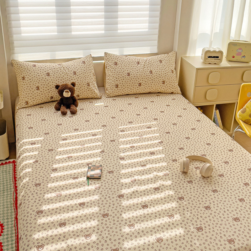 Sábanas a cuadros de algodón puro pieza individual 100 cama individual de algodón funda de almohada para dormitorio infantil traje de tres piezas