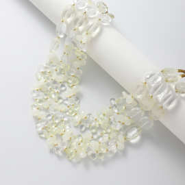 新款中古时尚项链女天然水晶夸张多层项圈颈链短粉晶锁骨链个性饰