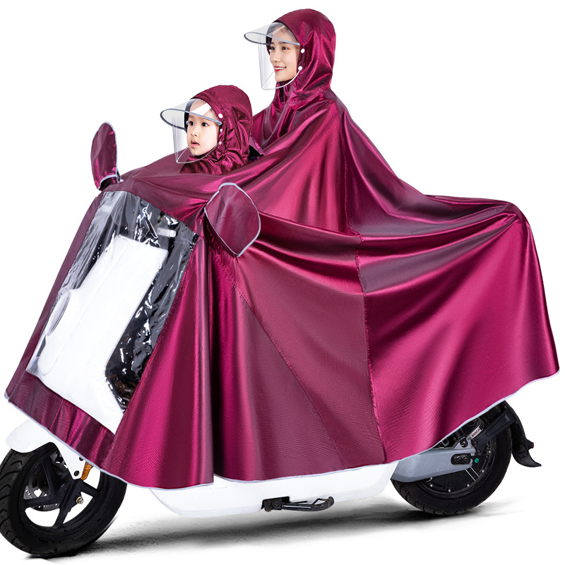 Coche eléctrico impermeable padre-hijo madre-hijo solo doble más tamaño poncho motocicleta batería coche largo cuerpo completo a prueba de lluvia