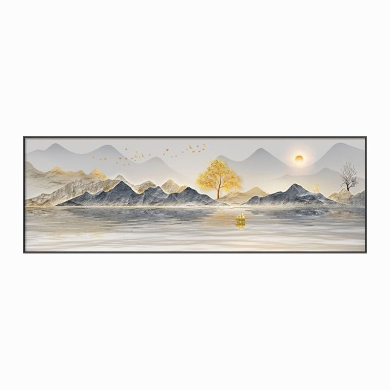 客厅风景茶室挂画现代轻奢沙发背景墙装饰画山水横版卧室床头壁画|undefined