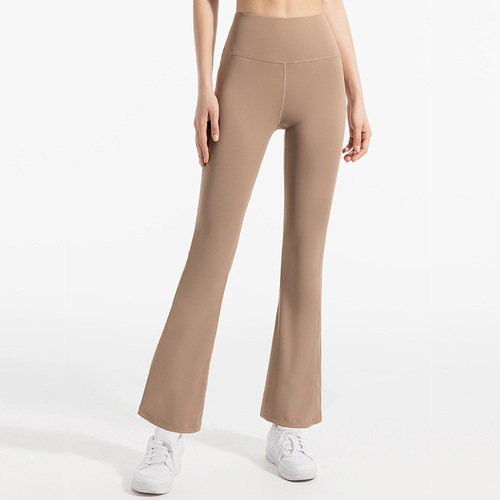New Arrival High-Waisted, Breathable, Hip-Sculpting Yoga Flare Pants—High-Elastic, Quick-Drying, Bare-Finish, Slim-Fit Wide-Leg Sports & Fitness Trousers