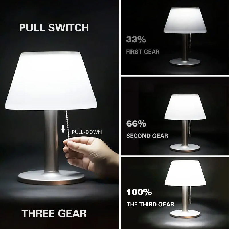 European and American Household Stainless Steel Rod Three-gear Pull Wire Waterproof LED Long Bright White Light (Warm Light) Solar Table Lamp European and American Household Stainless Steel Rod Three-gear Pull Wire Waterproof LED Long Bright White Light (Warm Light) Solar Table Lamp