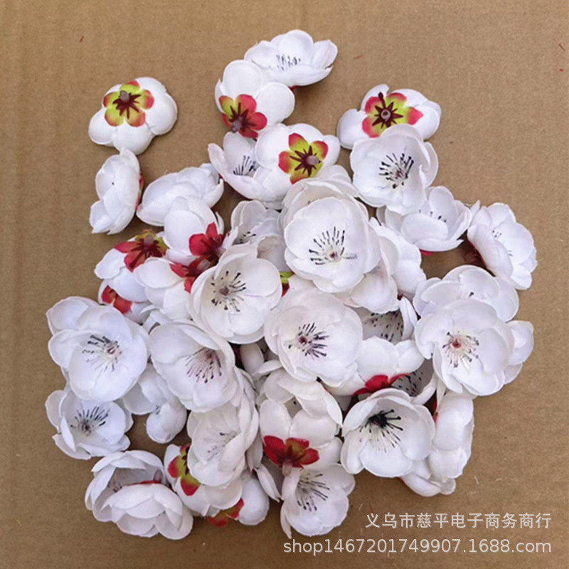 Simulación flor de ciruela pétalos árbol falso material decorativo flor de seda flor de ciruela