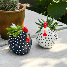 跨境斑點雞花盆牧場庭院裝飾花瓶波爾卡圓點雞花盆花園裝飾擺件