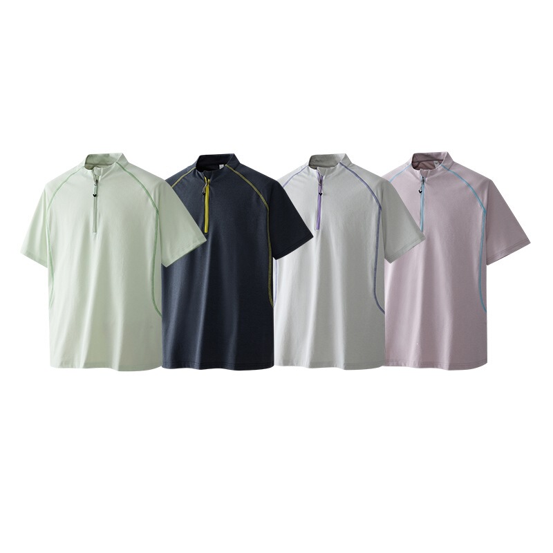 Cross-Border Outdoor Half-Zip Sun Protection Sports T-Shirt Short-Sleeved Men's and Women's Summer New Outdoor Running Clothing Quick-Drying Clothing Cross-Border Outdoor Half-Zip Sun Protection Sports T-Shirt Short-Sleeved Men's and Women's Summer New Outdoor Running Clothing Quick-Drying Clothing