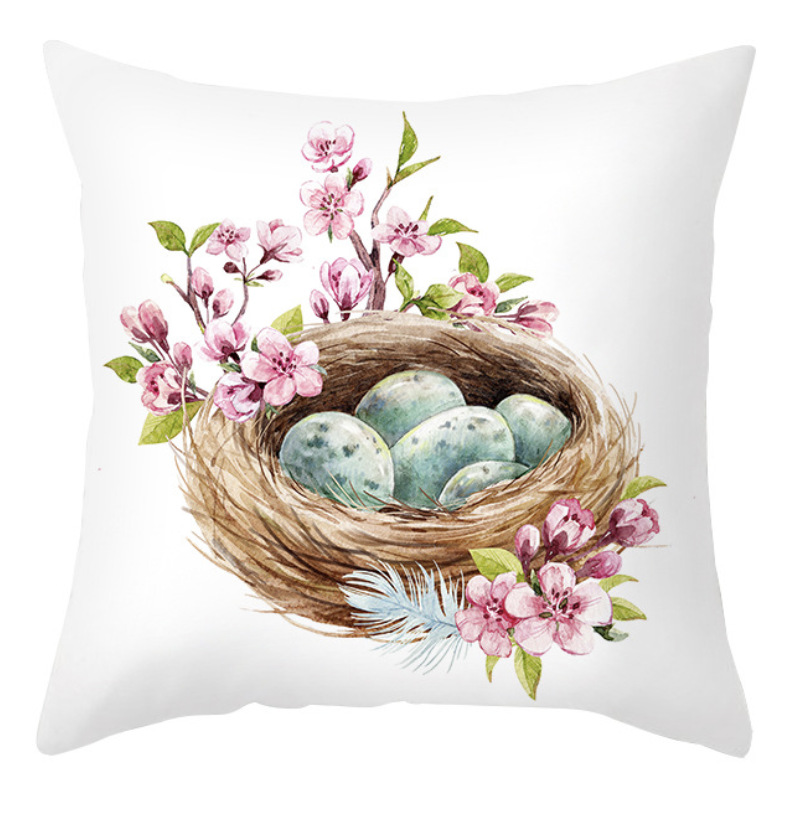 Amazon lino transfronterizo corto peluche conejo de Pascua acuarela guirlandas decorativas para el hogar almohadilla de almohada