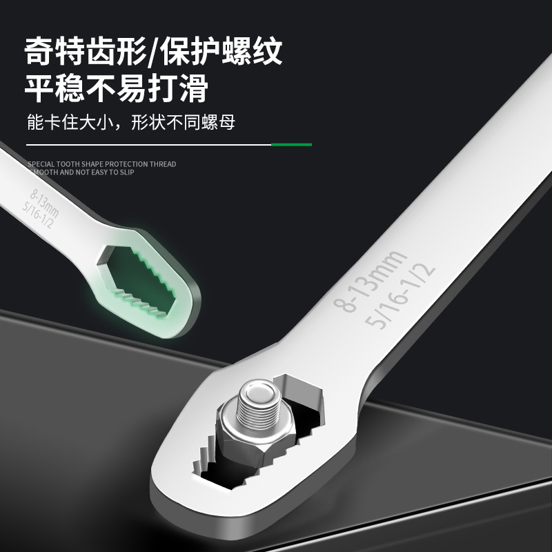 多功能梅花扳手多用萬能雙頭自緊眼鏡呆頭狹窄活動扳手工具套裝