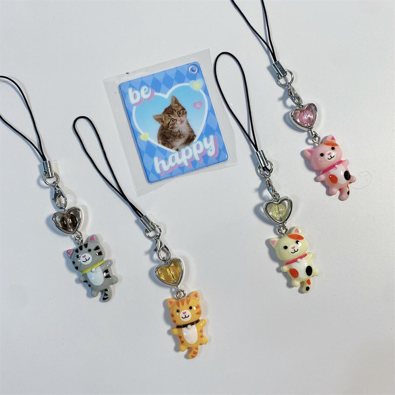 6g Weight Mobile Phone Chain, Keychain Classification 1 Piece Quantity Daily Occasion Resin Material Heart Shape, Cat Pattern Cute, IG Style Style 1 Piece Cute IG Style Heart Shape Cat Resin Mobile Phone Chain Keychain 16