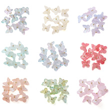 彩色玻璃镀彩蝴蝶保色吊坠手工diy手串手链手机链串珠饰品材料配