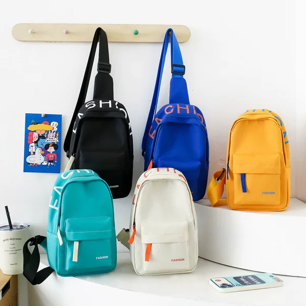 Korean Style Children's Chest Bag Fashion Trendy Cool Simple Letter Mini Crossbody Bag for Boys and Girls Cross-border Foreign Trade Children's Bag