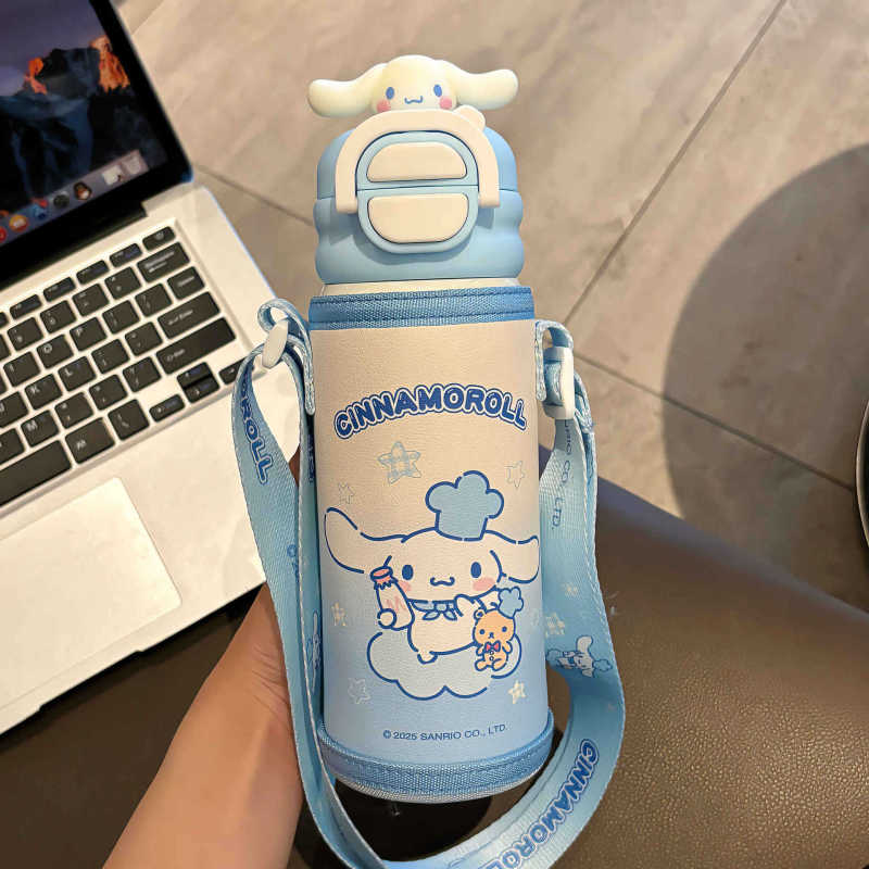 クロミ 子供用魔法瓶カップ 1蓋 ダブルドリンク 大容量 学校通学専用ウォーターカップ カップカバー付き 落下防止 新型モデル|undefined