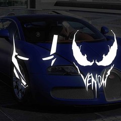 アニメvenom毒液車は自動車の窓ガラスの車体を貼ってオートバイの電気自動車の機関車を貼って光を反射します。