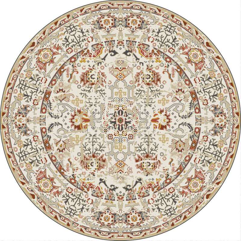 Round Persian Imitation Cashmere Thickened Carpet American Retro Bedroom Non-Slip Bedside Blanket Living Room Easy Care Floor Mat Round Persian Imitation Cashmere Thickened Carpet American Retro Bedroom Non-Slip Bedside Blanket Living Room Easy Care Floor Mat