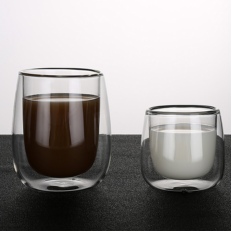 Taza de vidrio resistente al calor de doble capa Taza de café resistente al calor Taza de té Taza de leche Taza de aislamiento Taza de té Taza de flores Taza de agua simple