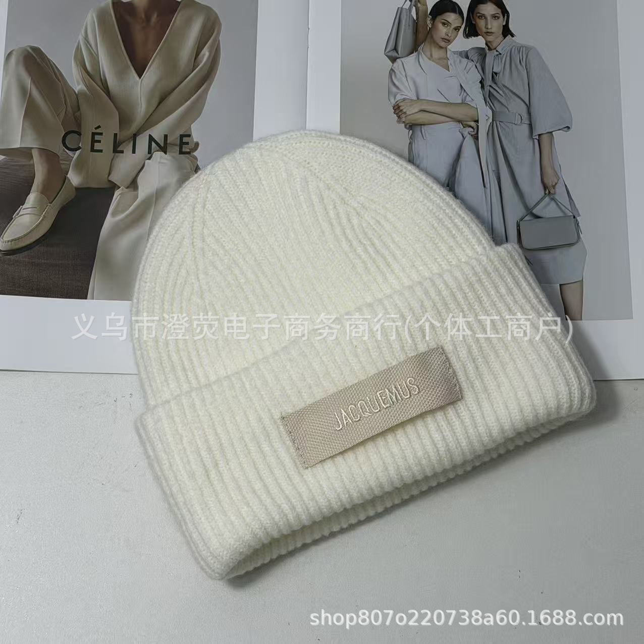 JA hərfli trikotaj papaq, payız-qış üçün isti beanie