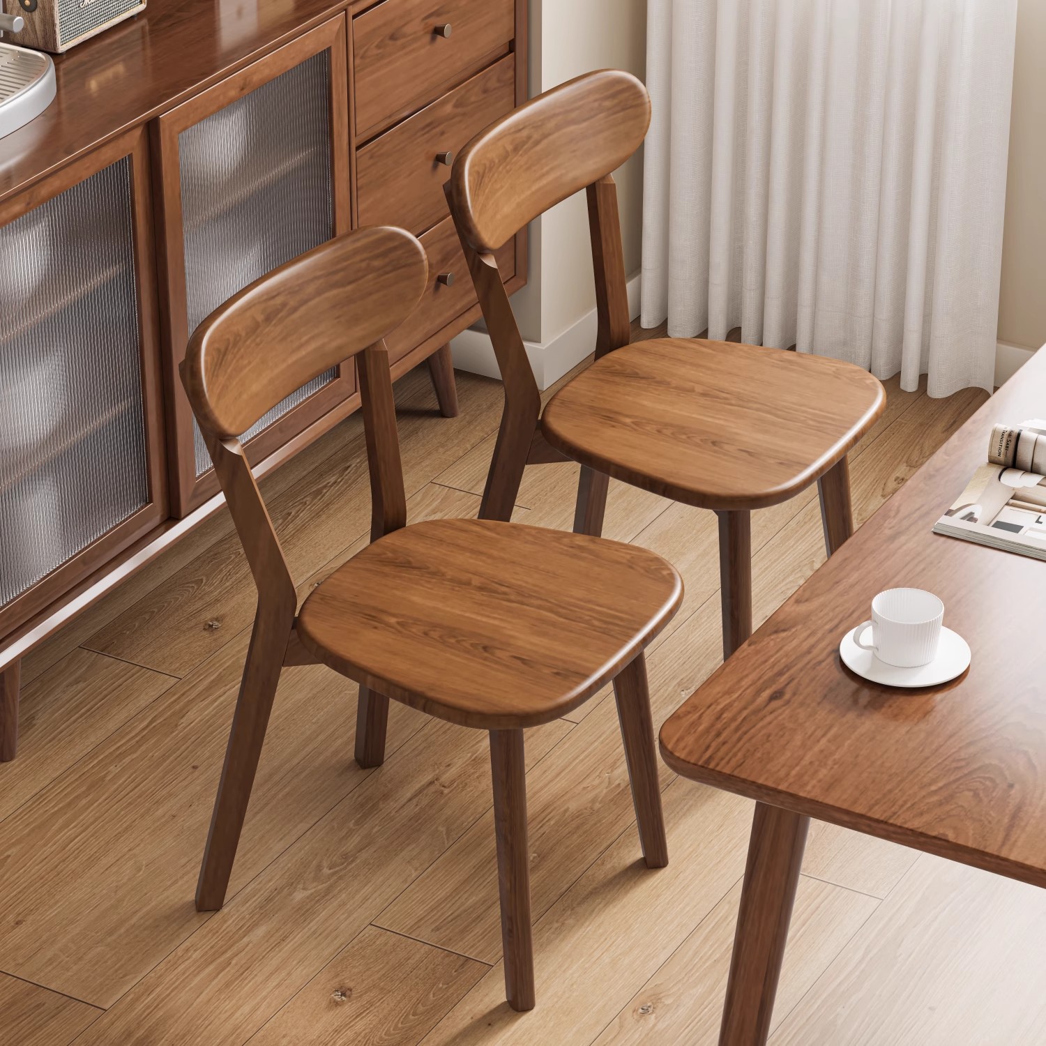 Solid Wood Modern Simple Chair Dining Chair Home Dining Table Chair Commercial Backrest Chair Wood Retro Italian Restaurant Stool