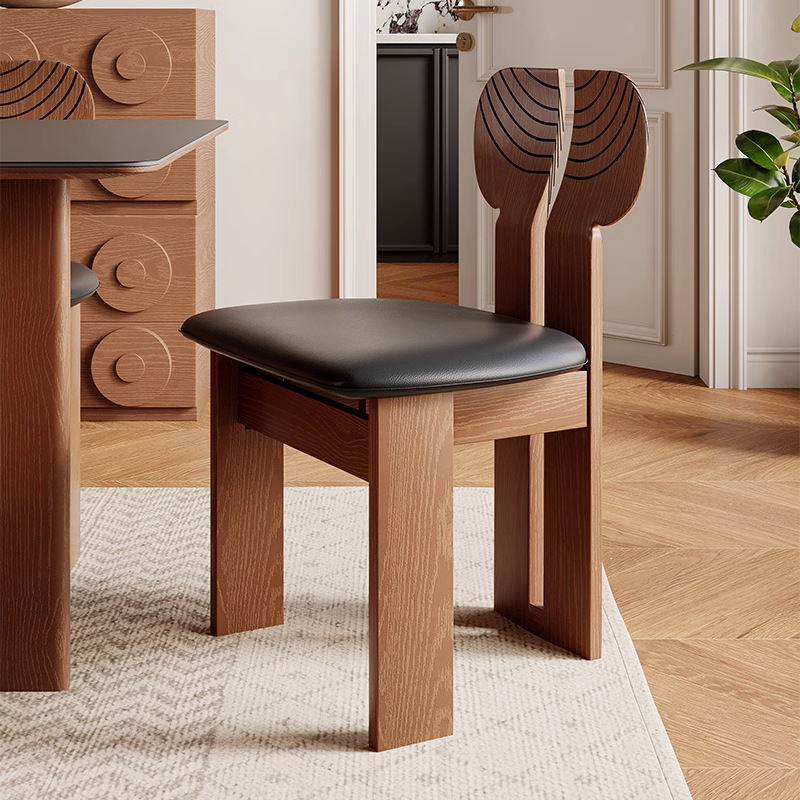 Danvas retro silla de comedor de alta calidad diseñador de madera sólida silla de cola de pescado tallada silla de comedor de madera de cera blanca